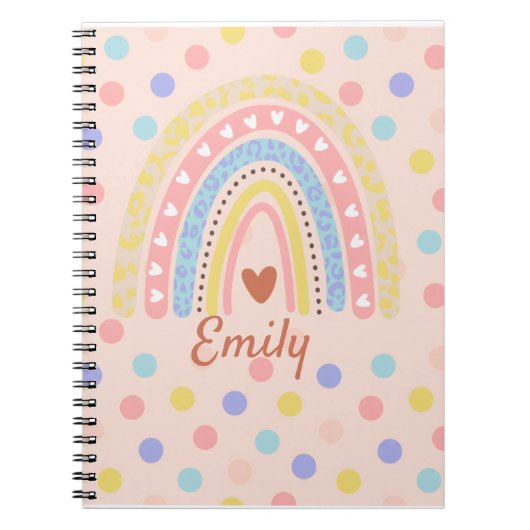 Pastel Rainbow Polka Dot School , Niedlich Back-to Notizblock (Vorderseite)