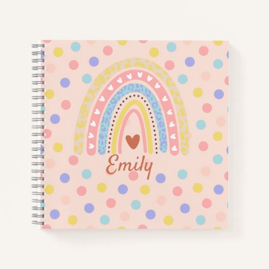 Pastel Rainbow Polka Dot School , Niedlich Back-to Notizblock (Vorderseite)