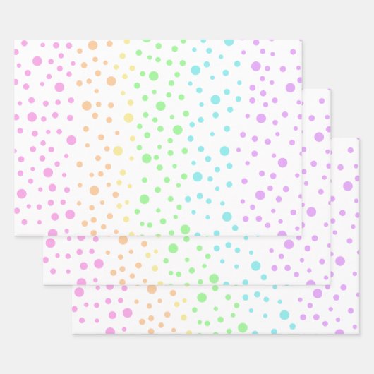 Pastel Rainbow Polka Dots Wrapping Paper Geschenkpapier Set (Set)