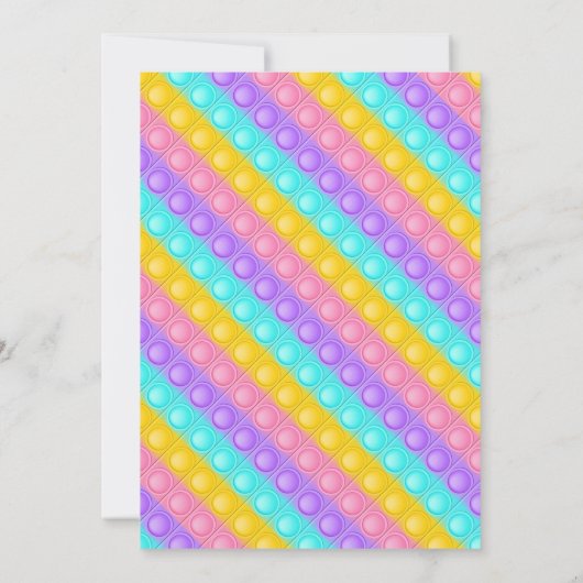 Pastel Rainbow Pop It Fidget Toy Birthday Party Dankeskarte (Rückseite)