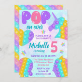Pastel Rainbow Pop It Fidget Toy Birthday Party Einladung (Vorne/Hinten)