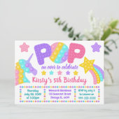 Pastel Rainbow Pop It Fidget Toy Birthday Party Einladung (Stehend Vorderseite)