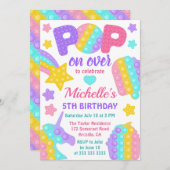 Pastel Rainbow Pop It Fidget Toy Birthday Party Einladung (Vorne/Hinten)