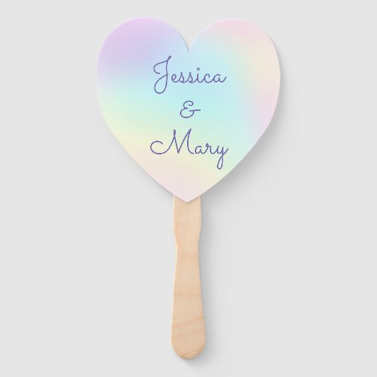 Pastel Rainbow Prismatic Lesbian Wedding Fächer (Rückseite)