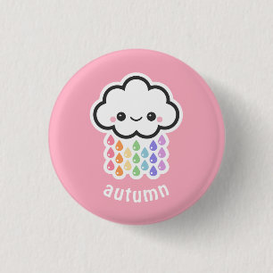Pastel Rainbow Rain Cloud Button