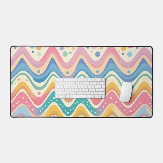 Pastel Rainbow Retro Abstract Design Schreibtischunterlage (Tastatur & Maus)