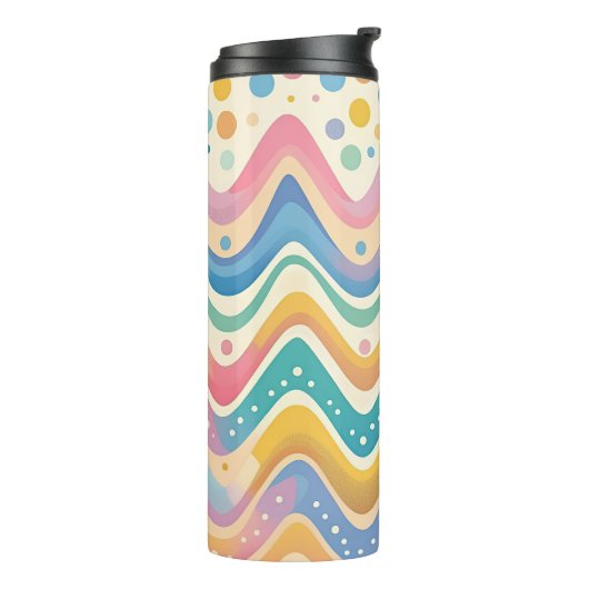 Pastel Rainbow Retro Abstract Design Thermosbecher (Nach links gedreht)