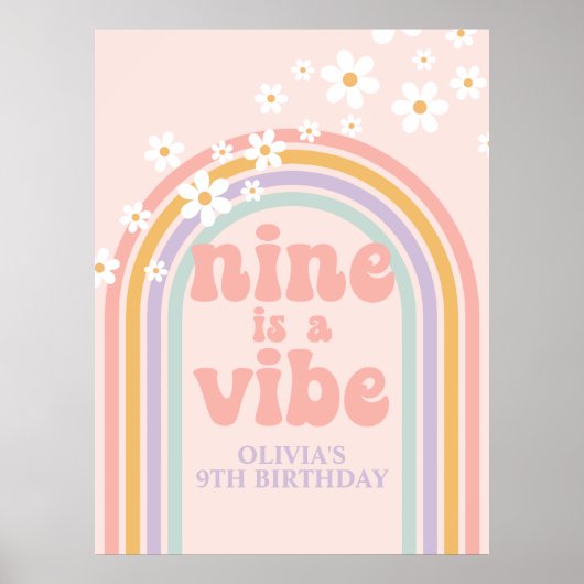 Pastel Rainbow Retro Nine ist ein Vibe 9. Geburtst Poster (Vorne)