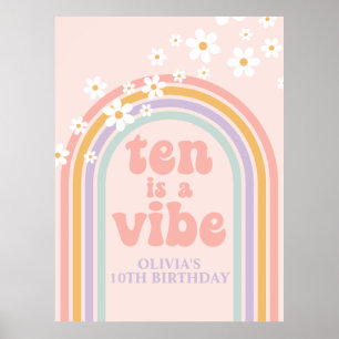Pastel Rainbow Retro Ten ist ein Vibe 10. Geburtst Poster