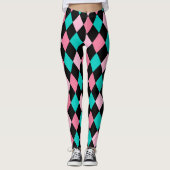 Pastel Rainbow Rhombusse Black Pink Blue Harlequin Leggings (Vorderseite)