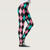 Pastel Rainbow Rhombusse Black Pink Blue Harlequin Leggings (Rechts)