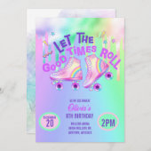 Pastel Rainbow | Roller Skaten Birthday Einladung (Vorne/Hinten)