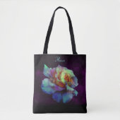 Pastel Rainbow Rose auf Lila *Personalize* Tasche (Vorderseite)
