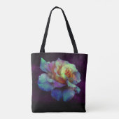 Pastel Rainbow Rose auf Lila *Personalize* Tasche (Rückseite)