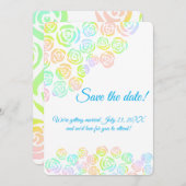 Pastel Rainbow-Rose Hochzeit Save The Date (Vorne/Hinten)