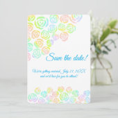 Pastel Rainbow-Rose Hochzeit Save The Date (Stehend Vorderseite)