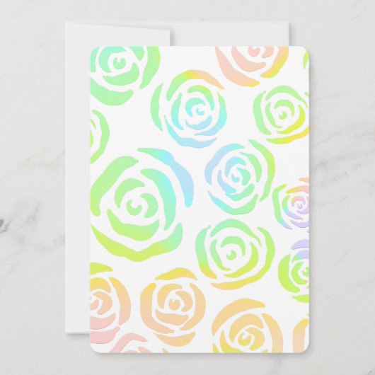 Pastel Rainbow-Rose Hochzeit Save The Date (Rückseite)