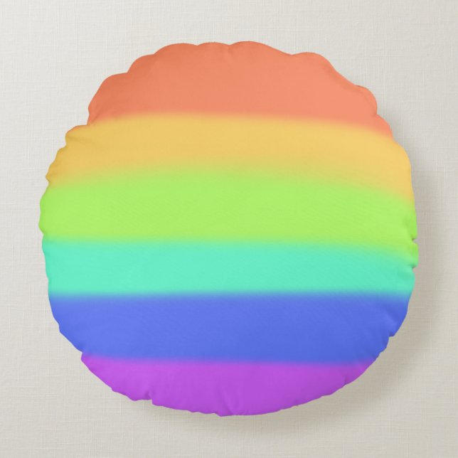 Pastel Rainbow Rundes Kissen (Vorderseite)