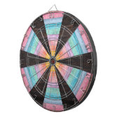 Pastel Rainbow Rustic Wood Tone Dart Board Dartscheibe (Vorderseite rechts)