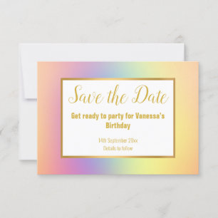 PASTEL RAINBOW SAVE THE DATE RSVP KARTE