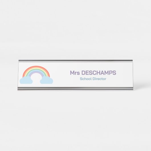Pastel Rainbow Schreibtischnamensplakette (Vorderseite )