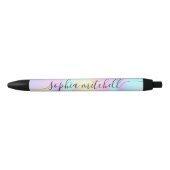 Pastel Rainbow Script Calligraphic Black Ink Pen Kugelschreiber (Vorderseite)