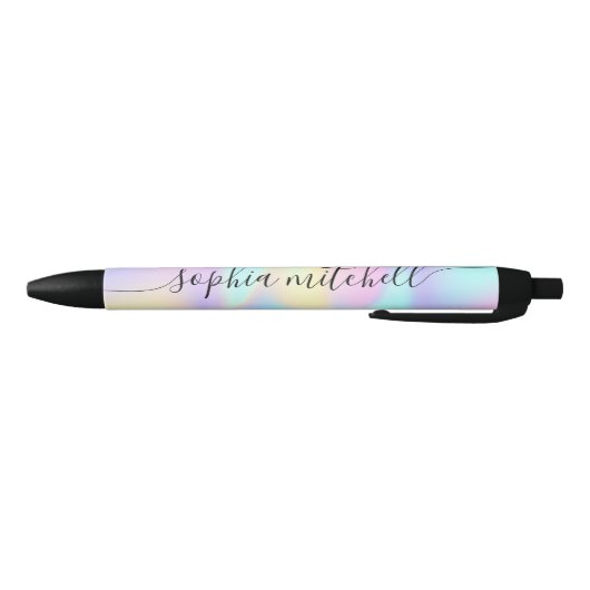 Pastel Rainbow Script Calligraphic Black Ink Pen Kugelschreiber (Unterseite)
