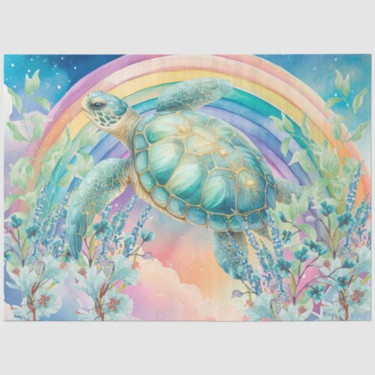 Pastel Rainbow & Sea Turtle Decoupage Seidenpapier (Vorderseite)