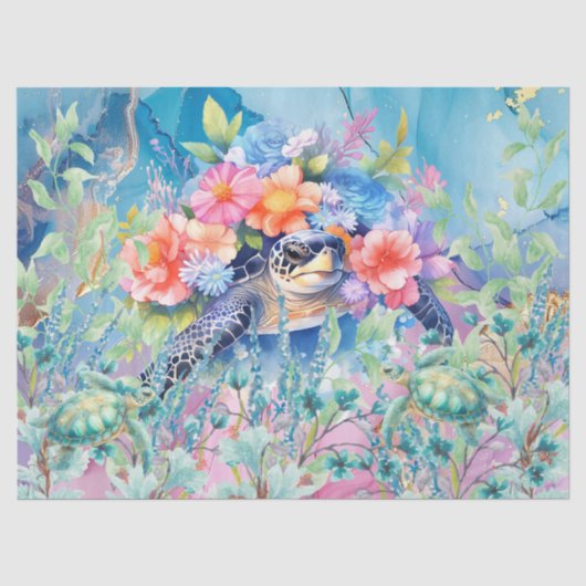 Pastel Rainbow & Sea Turtles Decoupage Seidenpapier (Vorderseite)