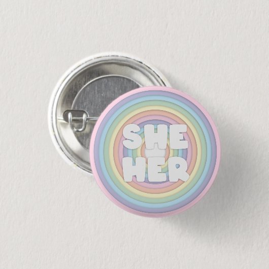 Pastel Rainbow Sie/Ihre Pronouns  Button (Vorne & Hinten)