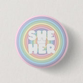 Pastel Rainbow Sie/Ihre Pronouns  Button (Vorderseite)
