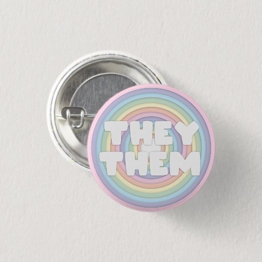 Pastel Rainbow Sie/sie Pronouns Button (Vorne & Hinten)