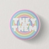 Pastel Rainbow Sie/sie Pronouns Button (Vorderseite)