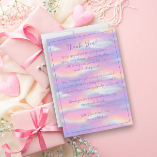 Pastel Rainbow Sky Baby Dusche Dankeskarte