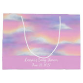 Pastel Rainbow Sky Baby Dusche Große Geschenktüte (Rückseite)