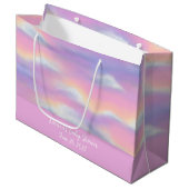 Pastel Rainbow Sky Baby Dusche Große Geschenktüte (Vorderseite Schrägansicht)