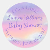 Pastel Rainbow Sky Baby Dusche Runder Aufkleber (Vorderseite)