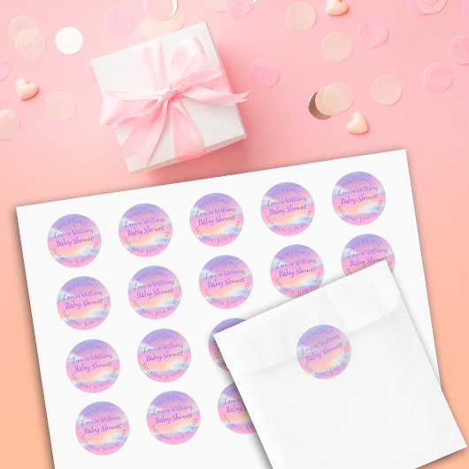 Pastel Rainbow Sky Baby Dusche Runder Aufkleber