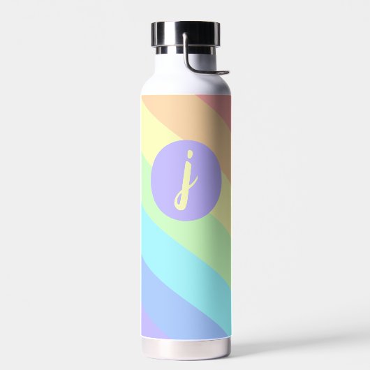 Pastel Rainbow Slash Streifen Monogramm Trinkflasche (Links)