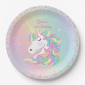 Pastel Rainbow Sparkle Magical Unicorn Birthday  Pappteller (Vorderseite)