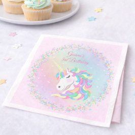 Pastel Rainbow Sparkle Magical Unicorn Birthday  Serviette