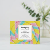 Pastel Rainbow Spiral Candy Birthday Party Postkarte (Stehend Vorderseite)