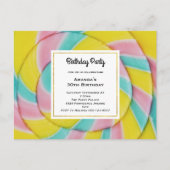 Pastel Rainbow Spiral Candy Birthday Party Postkarte (Vorderseite)