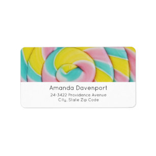 Pastel Rainbow Spiral Candy Foto Adressaufkleber