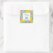 Pastel Rainbow Spiral Candy Foto Candle Biz Quadratischer Aufkleber (Tasche)