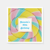 Pastel Rainbow Spiral Candy Foto Geburtstag Serviette (Vorderseite)