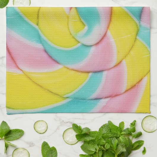Pastel Rainbow Spiral Candy Foto Geschirrtuch (Gefaltet)