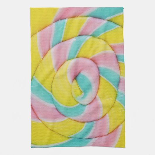 Pastel Rainbow Spiral Candy Foto Geschirrtuch (Vertikal)