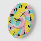Pastel Rainbow Spiral Candy Foto Große Wanduhr (Winkel)