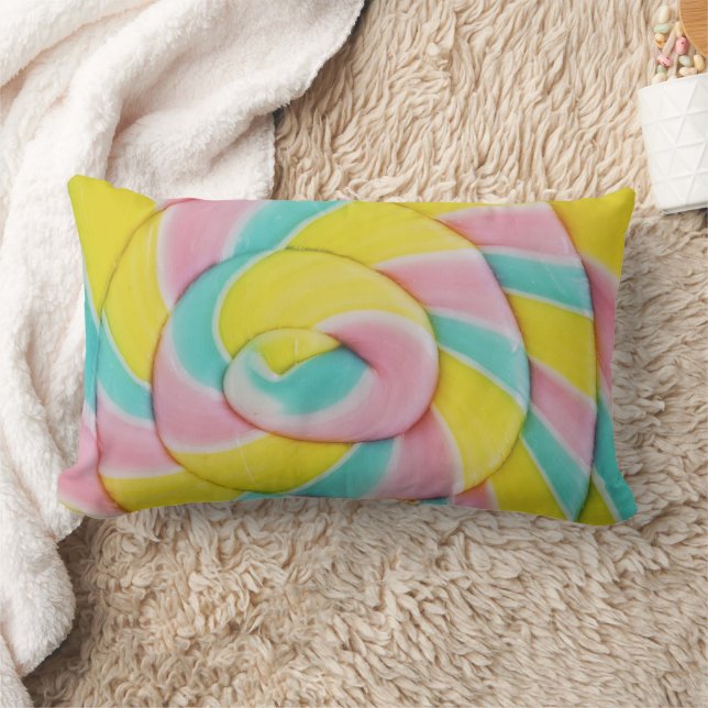 Pastel Rainbow Spiral Candy Foto Lendenkissen (Decke)